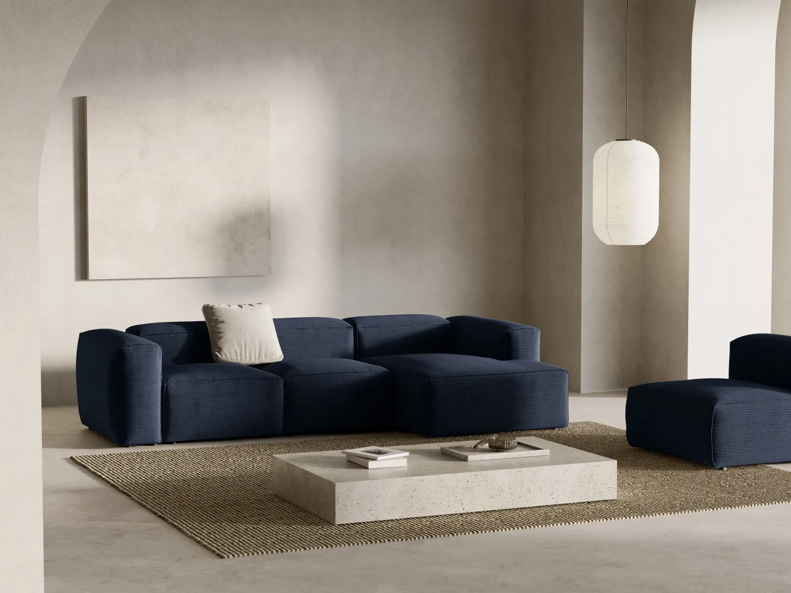 Bergamo 3-Sitzer Ecksofa, Rechte Seite, aus Cord oder Strukturstoff, 304x152x70 cm - Image 23