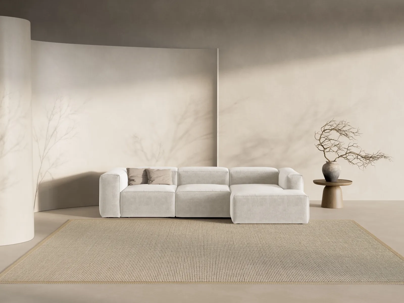 Bergamo 3-Sitzer Ecksofa, Rechte Seite, aus Cord oder Strukturstoff, 304x152x70 cm - Image 44