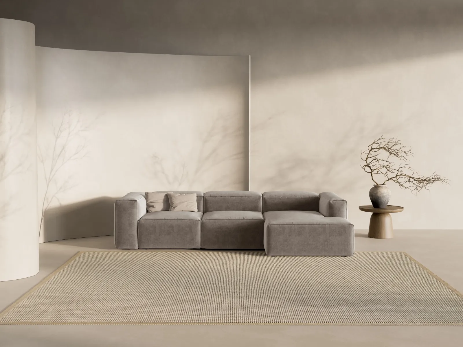 Bergamo 3-Sitzer Ecksofa, Rechte Seite, aus Cord oder Strukturstoff, 304x152x70 cm - Image 51