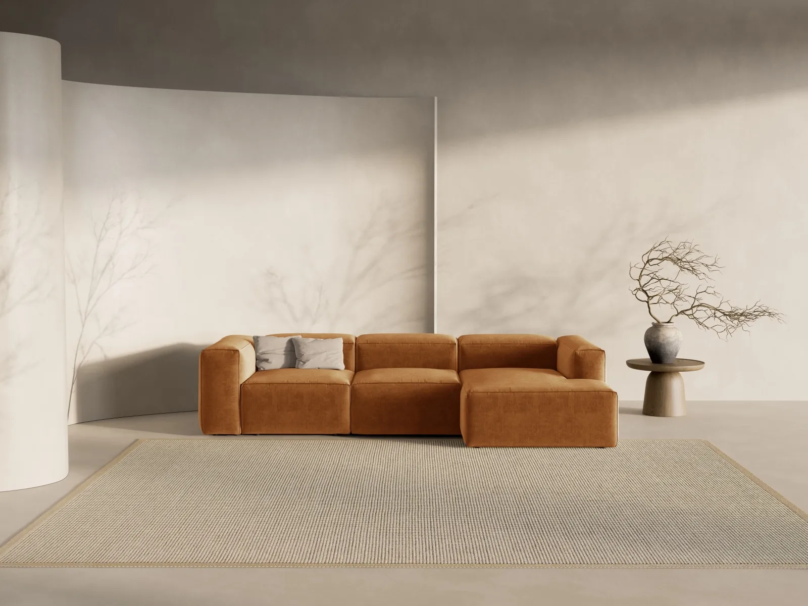 Bergamo 3-Sitzer Ecksofa, Rechte Seite, aus Cord oder Strukturstoff, 304x152x70 cm - Image 58