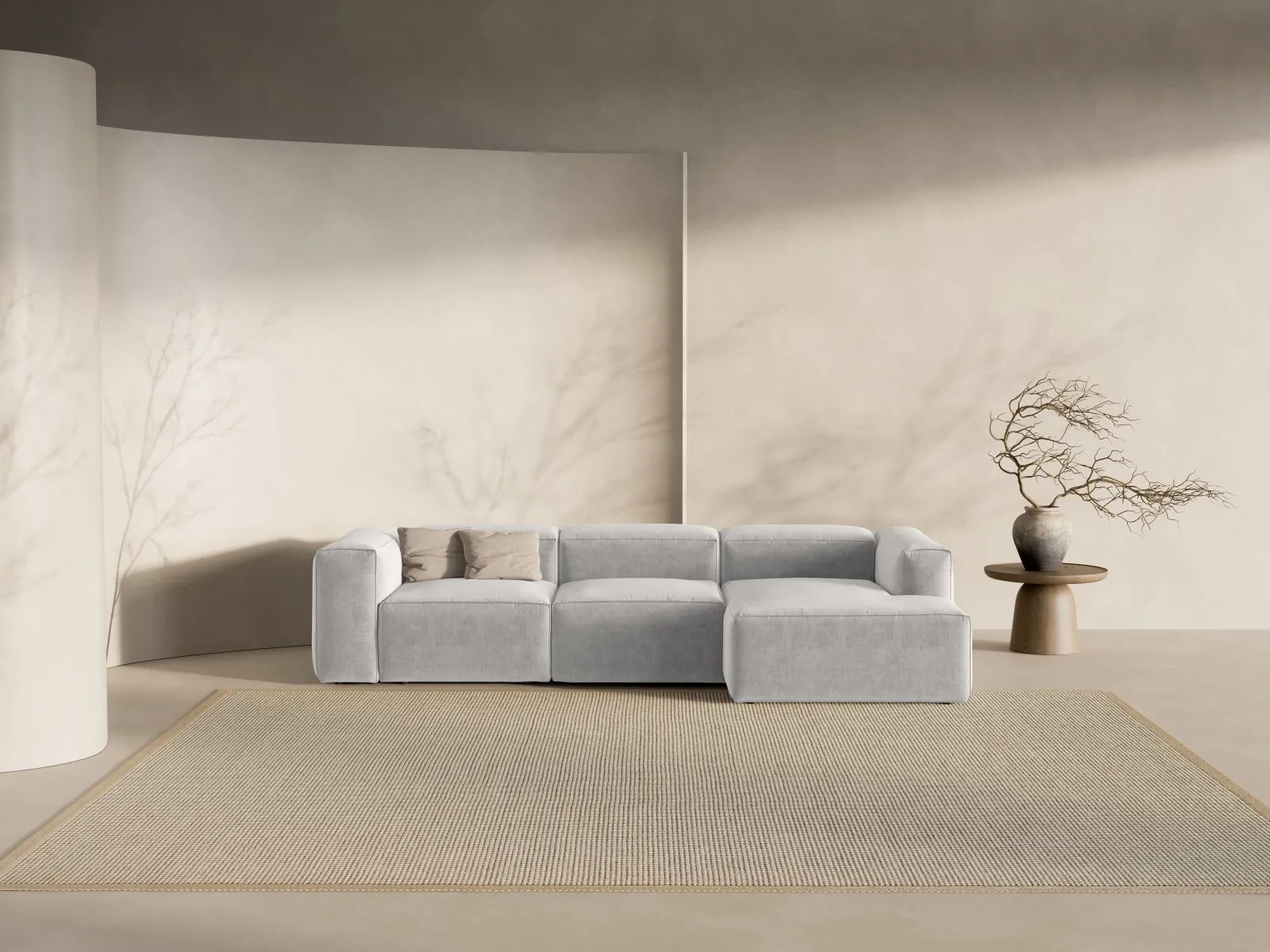 Bergamo 3-Sitzer Ecksofa, Rechte Seite, aus Cord oder Strukturstoff, 304x152x70 cm - Image 72
