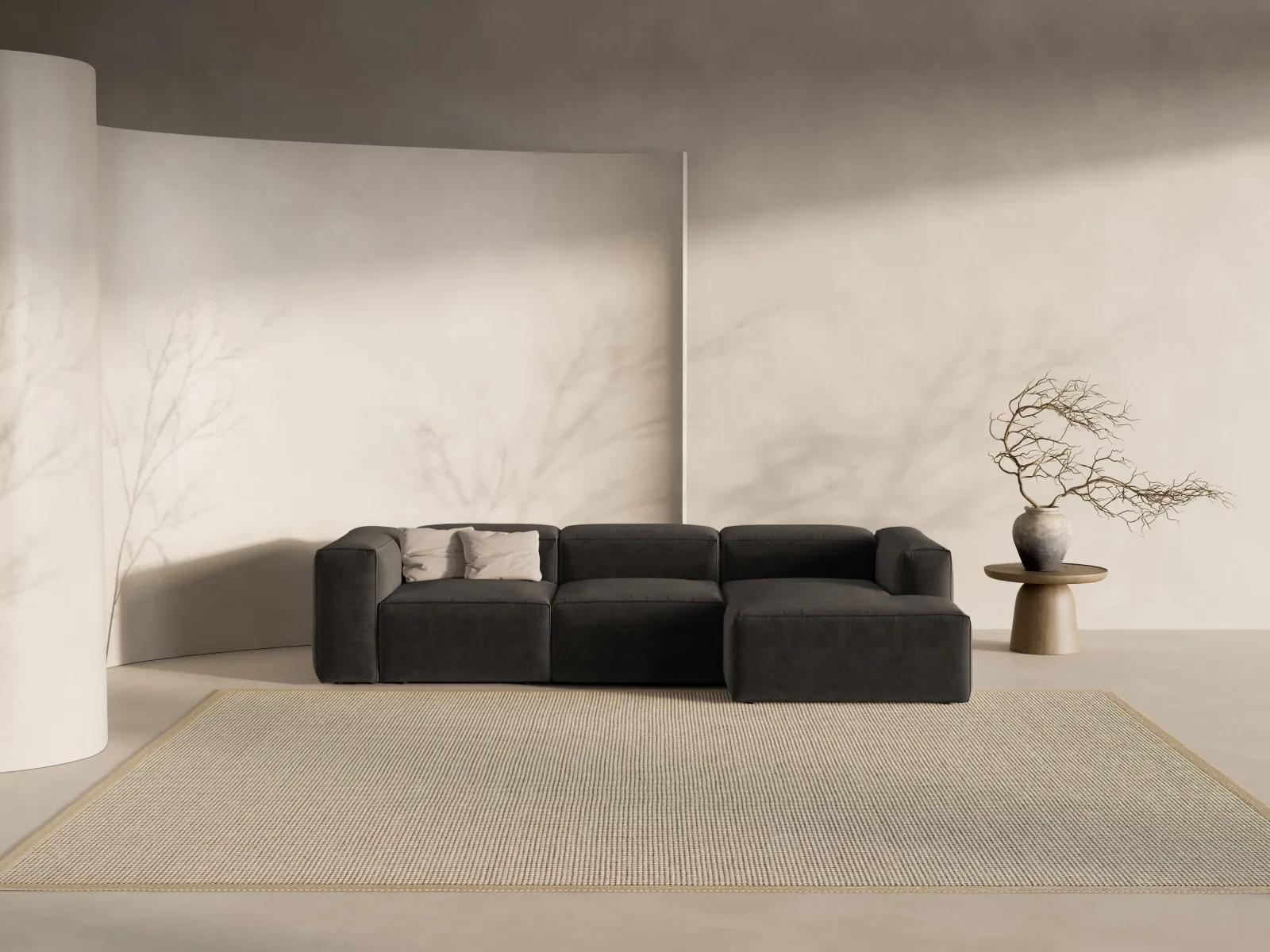 Bergamo 3-Sitzer Ecksofa, Rechte Seite, aus Cord oder Strukturstoff, 304x152x70 cm - Image 79
