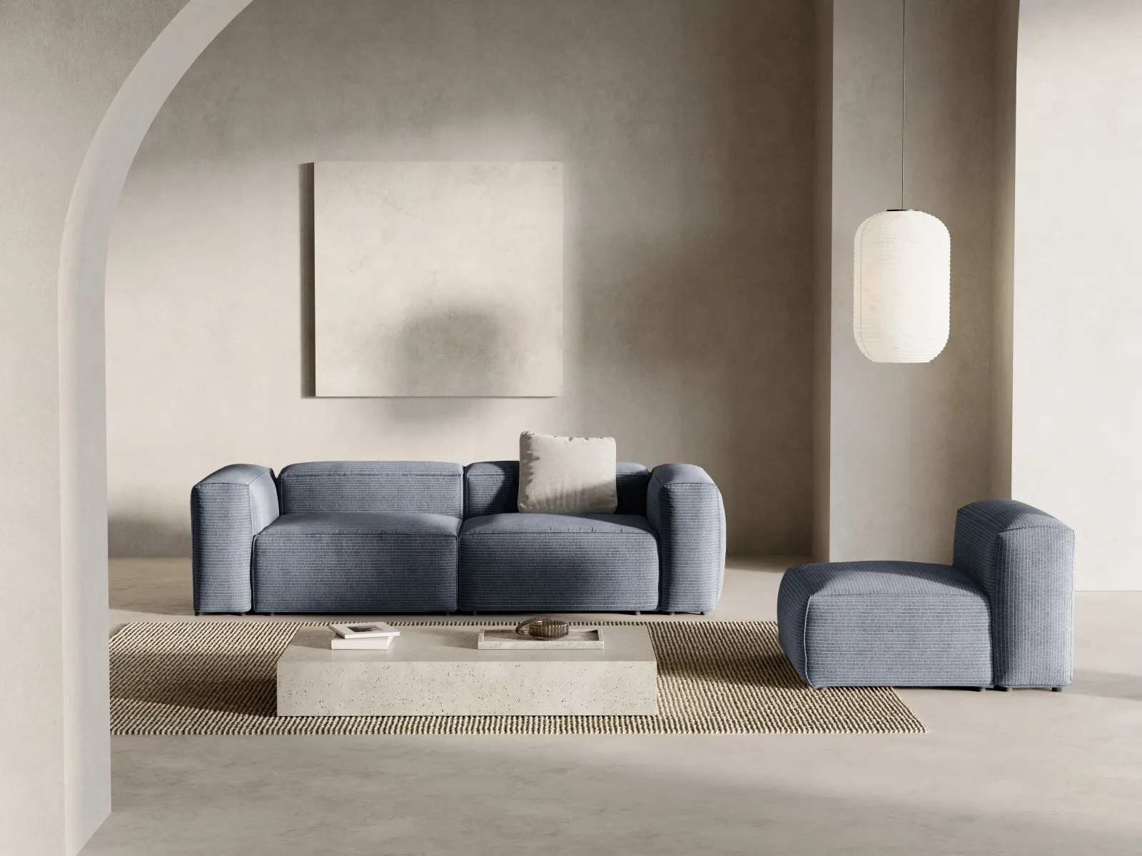 Bergamo 3-Sitzer Sofa aus Cord oder Strukturstoff, 264x108x70 cm - Image 16