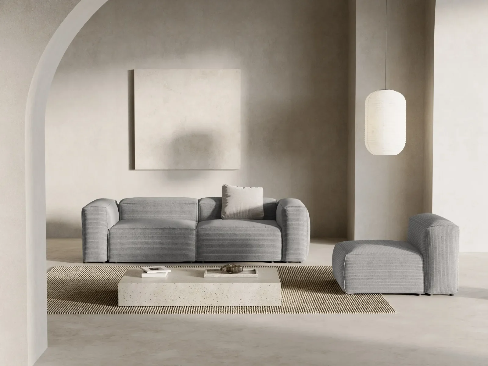 Bergamo 3-Sitzer Sofa aus Cord oder Strukturstoff, 264x108x70 cm - Image 30