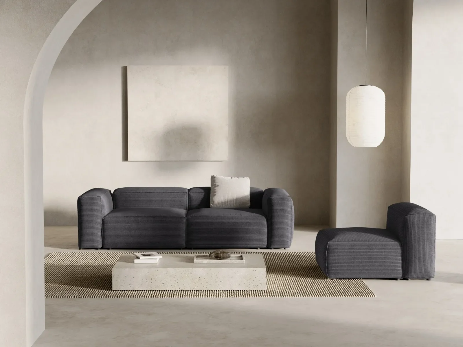 Bergamo 3-Sitzer Sofa aus Cord oder Strukturstoff, 264x108x70 cm - Image 37