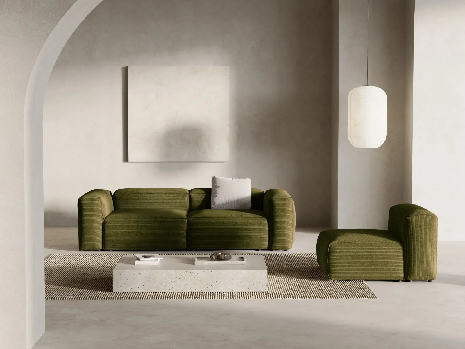 Bergamo 3-Sitzer Sofa aus Cord oder Strukturstoff, 264x108x70 cm - Image 9