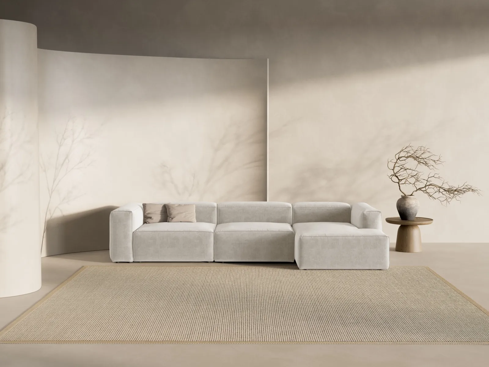 Bergamo 4-Sitzer Ecksofa, Rechte Seite, aus Cord oder Strukturstoff, 344x152x70 cm - Image 44