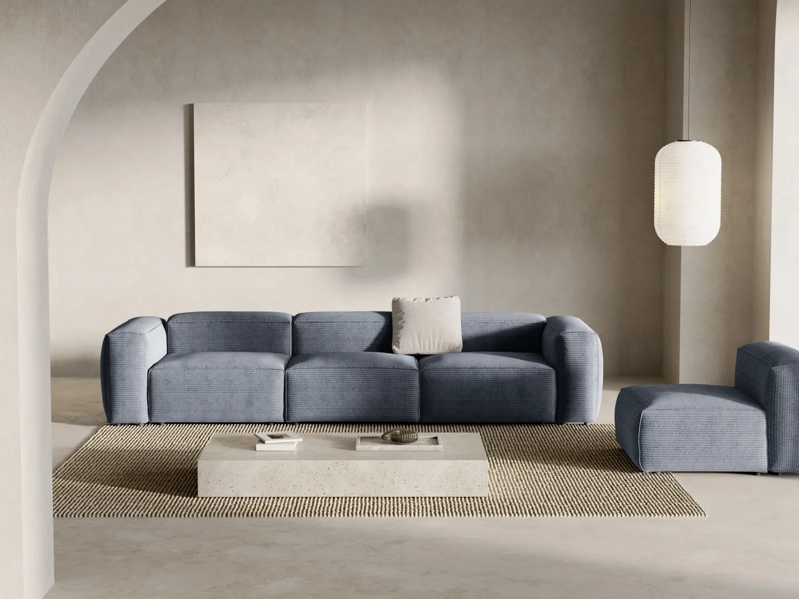Bergamo 4-Sitzer Sofa aus Cord oder Strukturstoff, 364x108x70 cm - Image 16