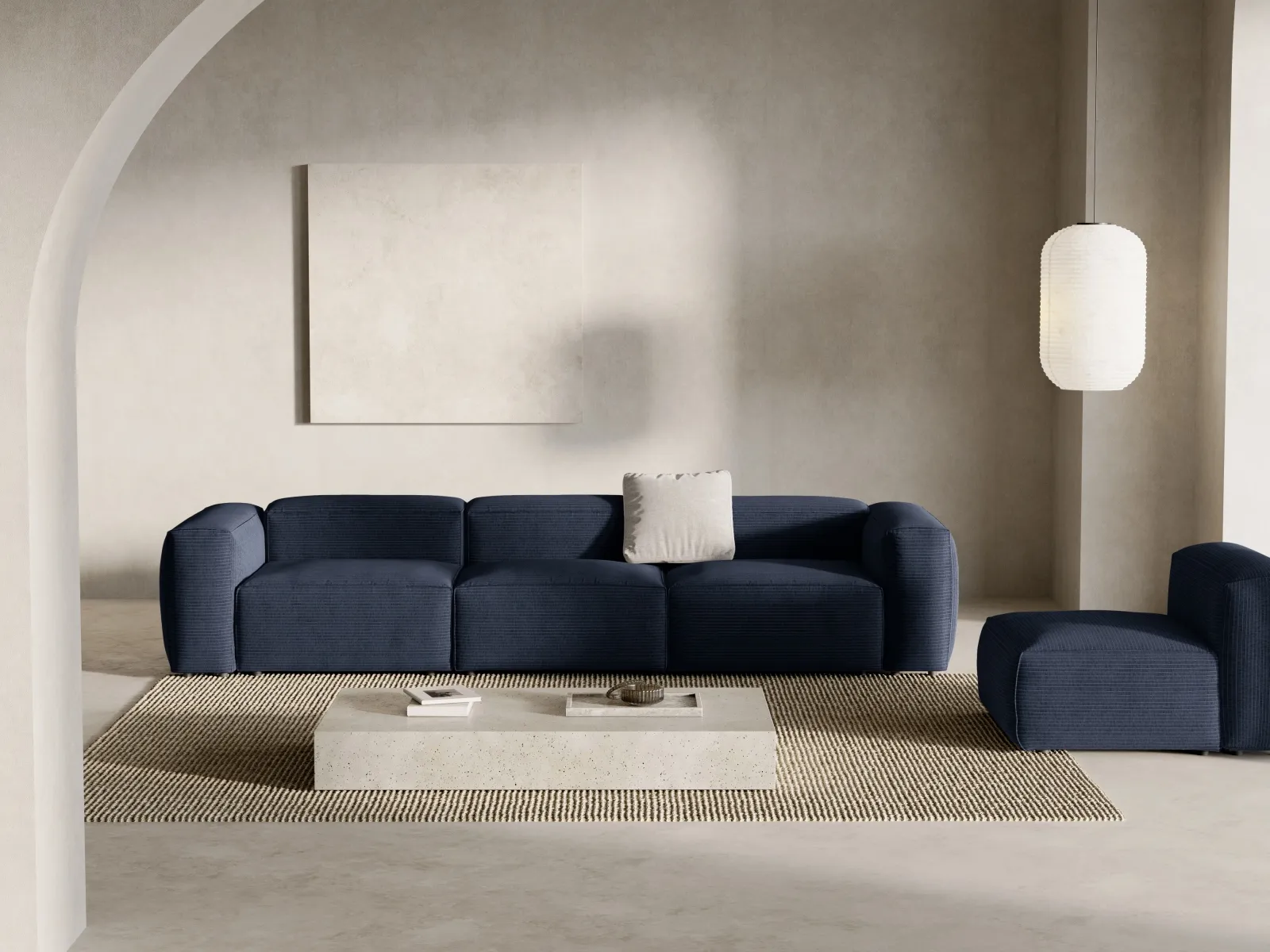 Bergamo 4-Sitzer Sofa aus Cord oder Strukturstoff, 364x108x70 cm - Image 23