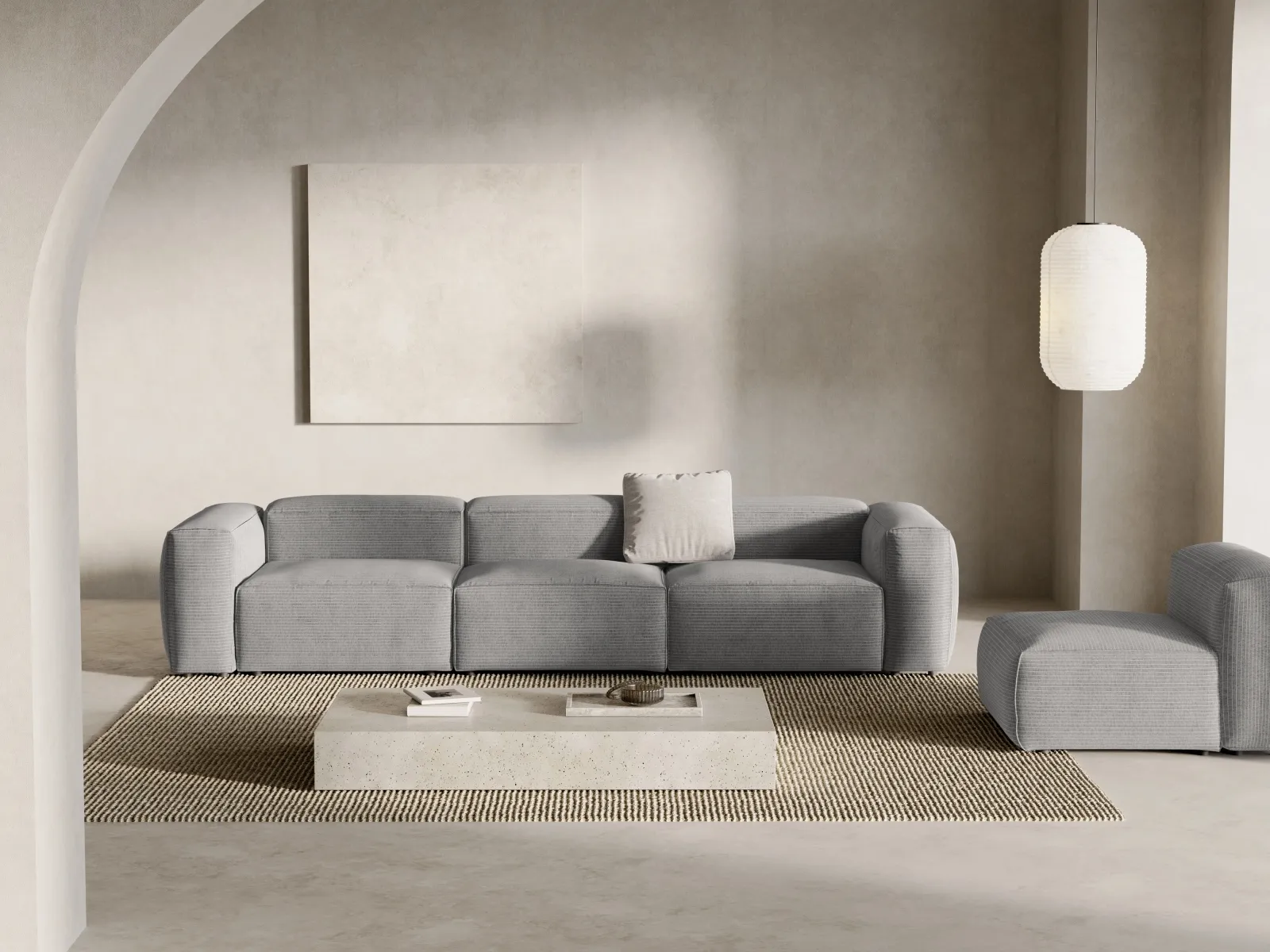 Bergamo 4-Sitzer Sofa aus Cord oder Strukturstoff, 364x108x70 cm - Image 30