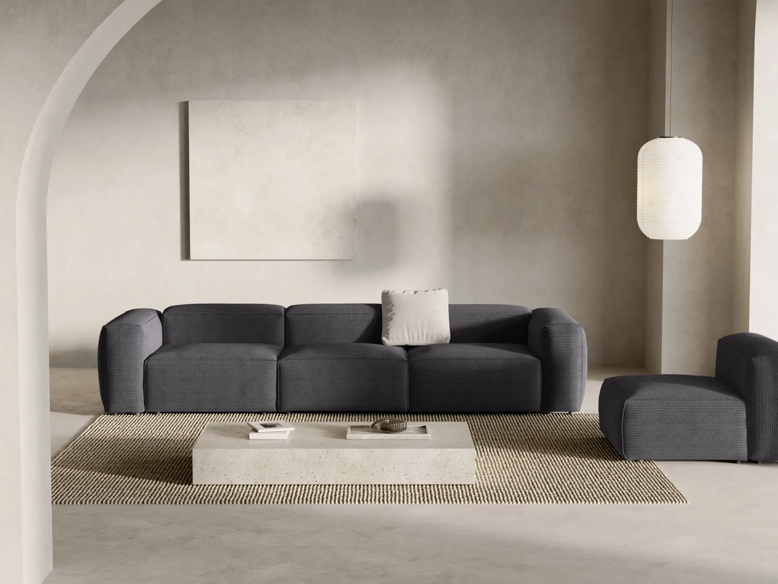 Bergamo 4-Sitzer Sofa aus Cord oder Strukturstoff, 364x108x70 cm - Image 37