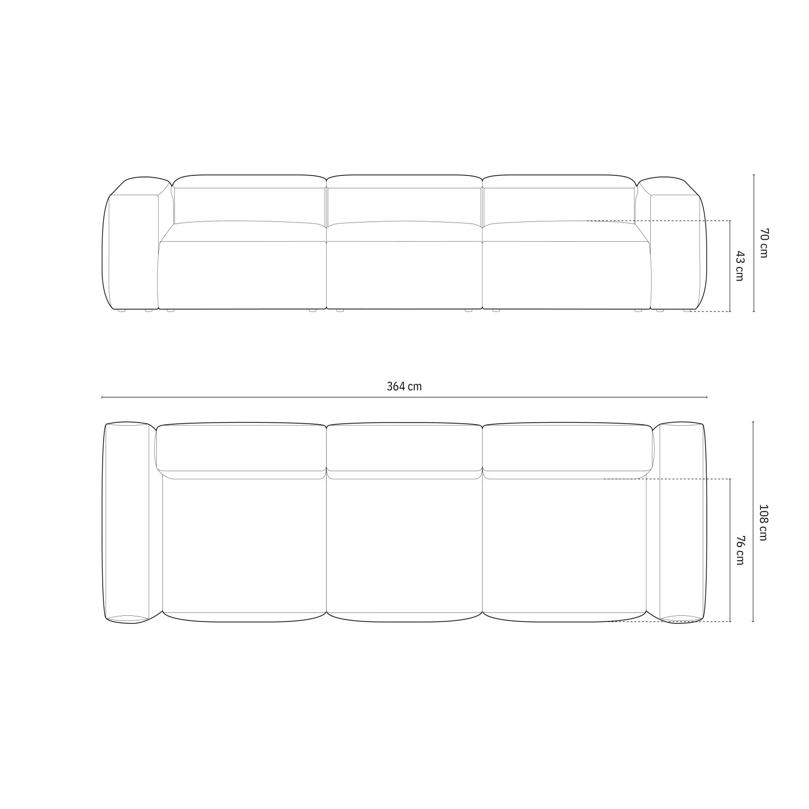 Bergamo 4-Sitzer Sofa aus Cord oder Strukturstoff, 364x108x70 cm - Image 38