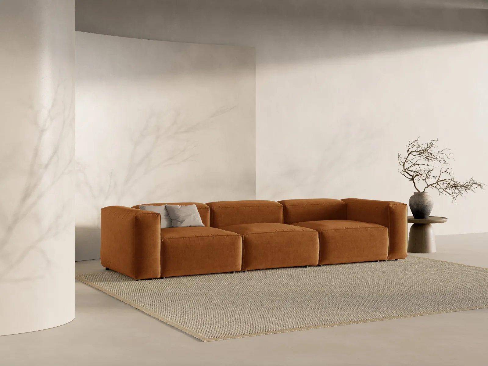 Bergamo 4-Sitzer Sofa aus Cord oder Strukturstoff, 364x108x70 cm - Image 58