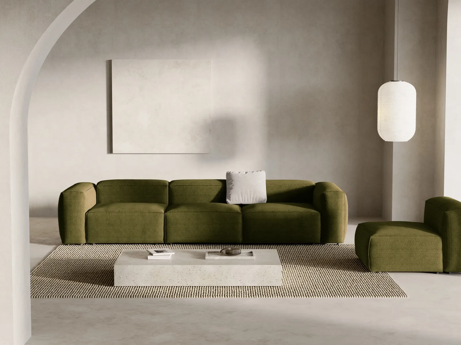 Bergamo 4-Sitzer Sofa aus Cord oder Strukturstoff, 364x108x70 cm - Image 9
