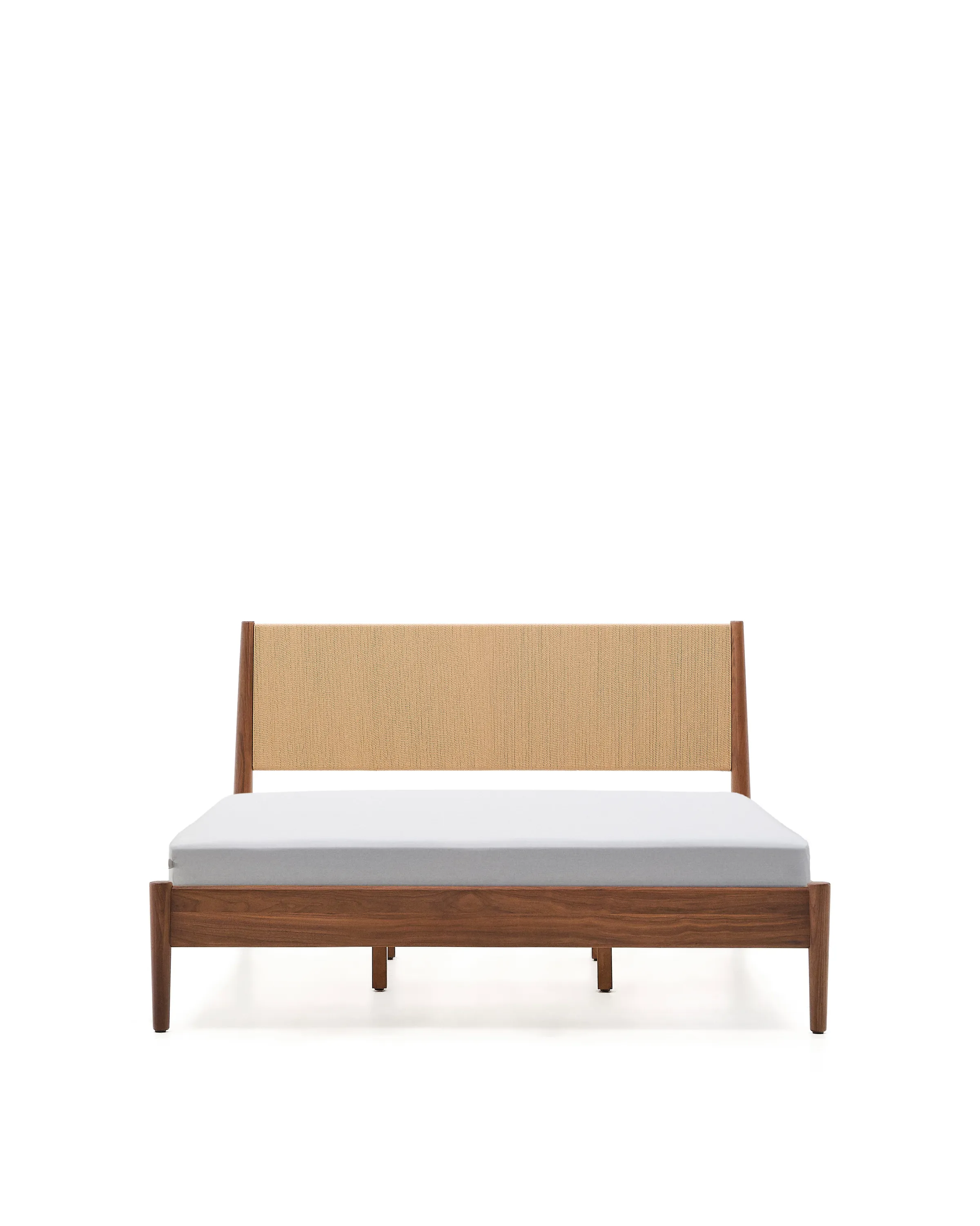 Bett Elan aus Furnier und massivem Walnussholz mit Seil Matratze 160 x 200 cm FSC Mix Credit