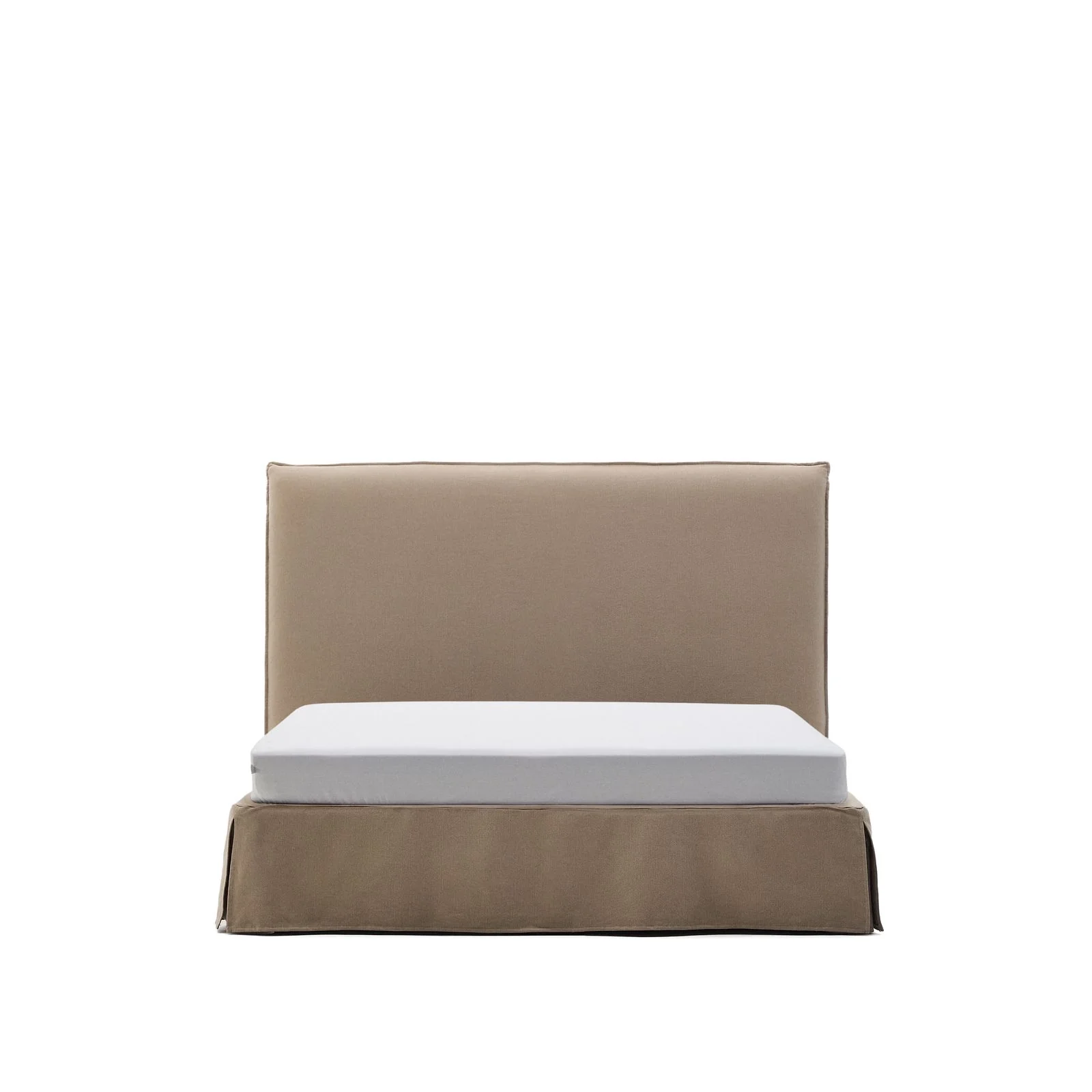 Bett mit abnehmbarem Bezug Jaira aus Leinen und Baumwolle taupe für eine Matratze von 150 x 190 cm FSC Mix Credit