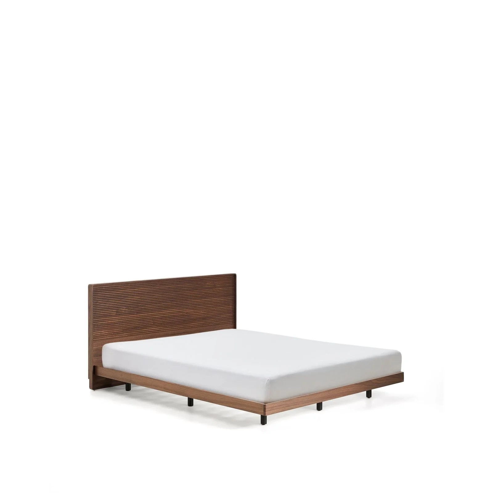 Bett Norlen aus Nussbaumfurnier mit dunklem Finish und LED-Licht für Matratzen 160 x 200 cm FSC Mix Credit - Image 6