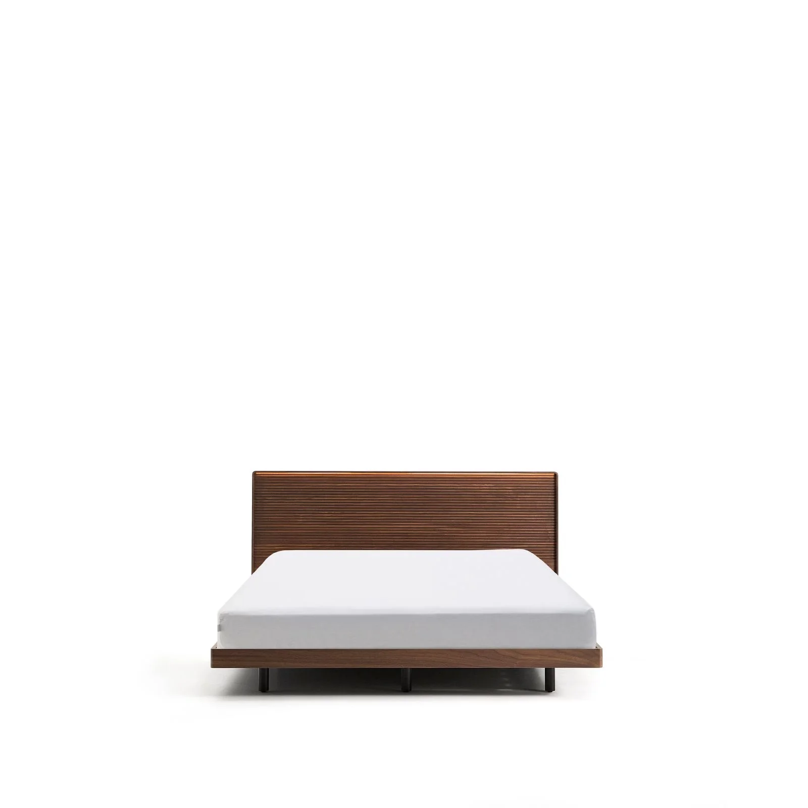 Bett Norlen aus Nussbaumfurnier mit dunklem Finish und LED-Licht für Matratzen 160 x 200 cm FSC Mix Credit - Image 7