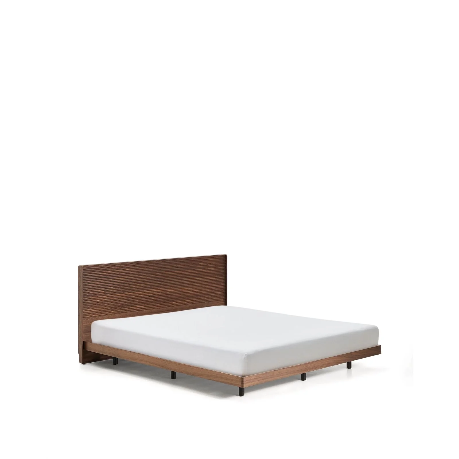 Bett Norlen aus Nussbaumfurnier mit dunklem Finish und LED-Licht für Matratzen 180 x 200 cm FSC Mix Credit - Image 6