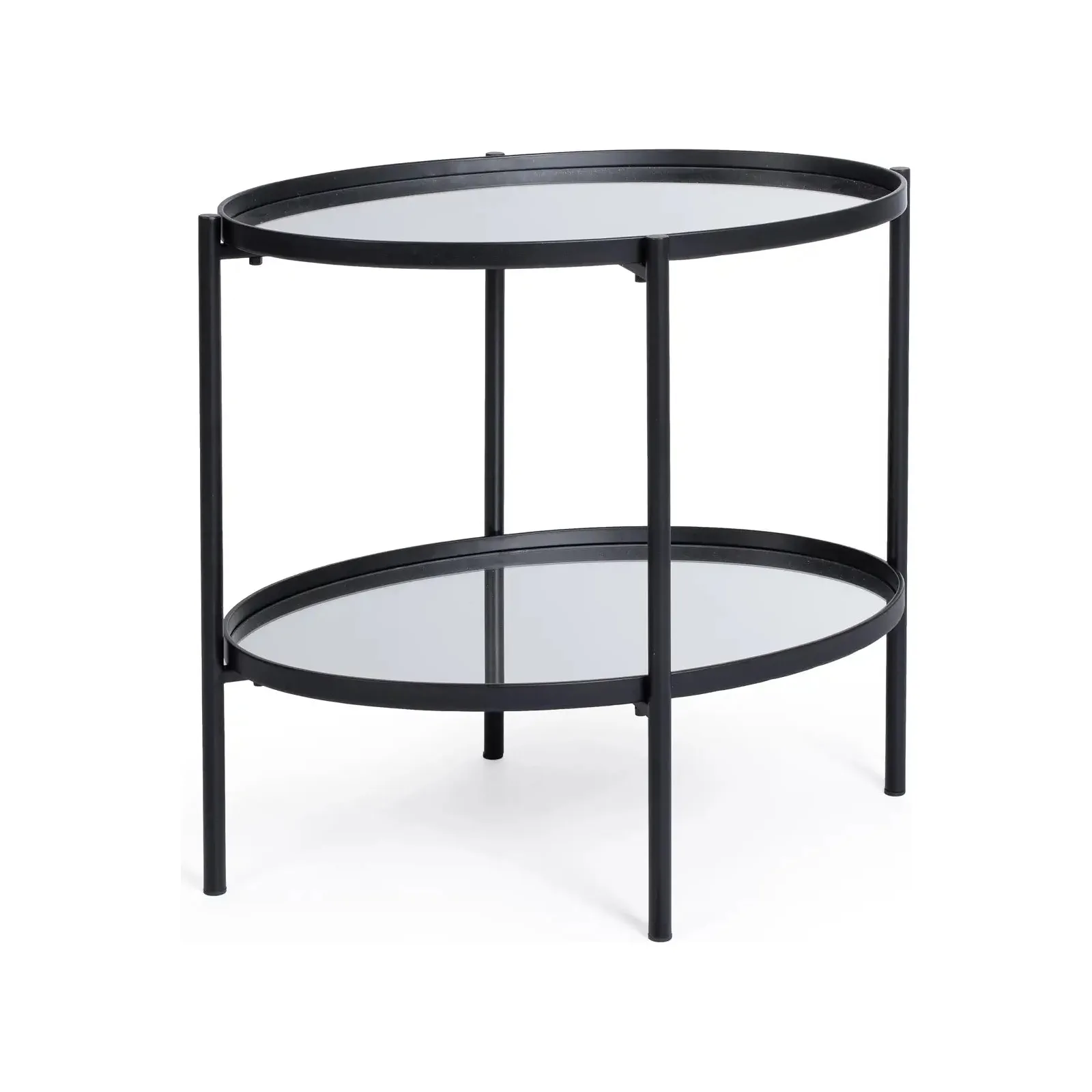 Beistelltisch Jens Oval Glasplatte schwarz 64x44 cm