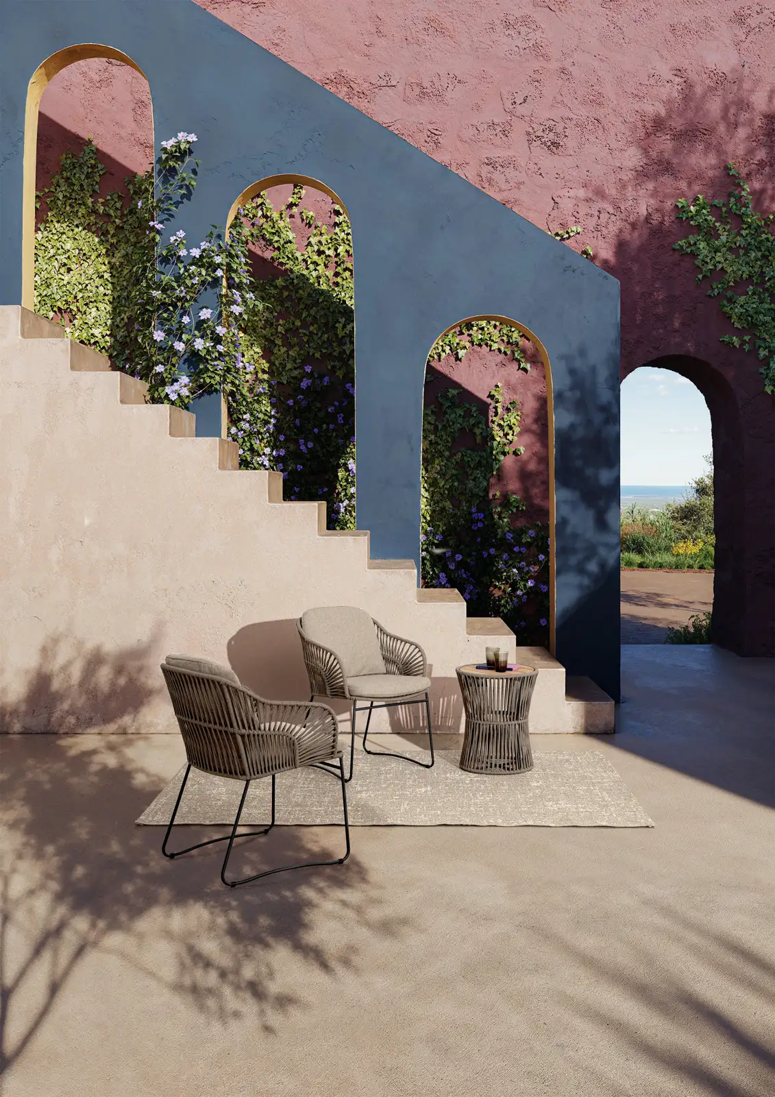 Garten Couchtisch Carles aus Seil und Teakholz 45x45x54 cm - Image 2