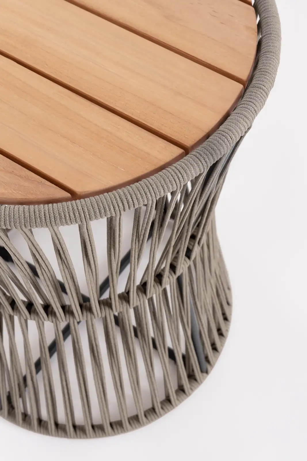 Garten Couchtisch Carles aus Seil und Teakholz 45x45x54 cm - Image 4