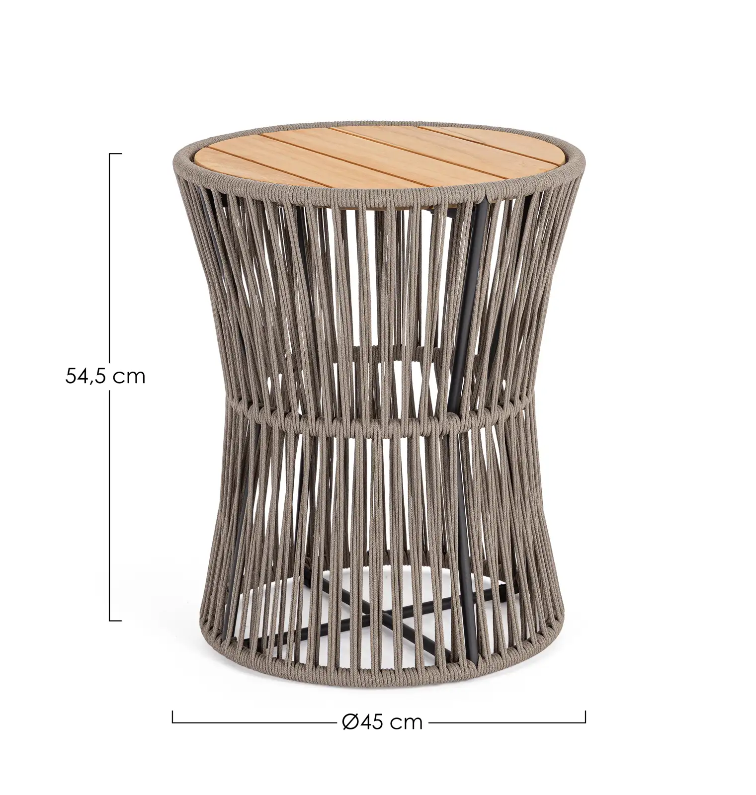 Garten Couchtisch Carles aus Seil und Teakholz 45x45x54 cm - Image 5