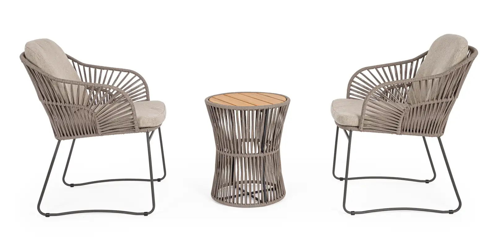 Garten Couchtisch Carles aus Seil und Teakholz 45x45x54 cm - Image 6