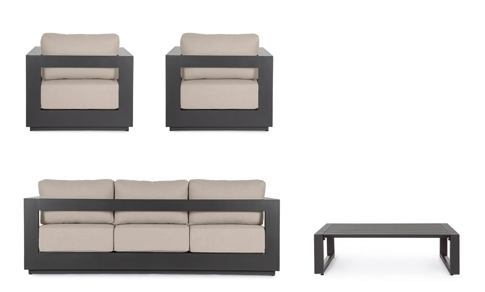 Outdoor 4er-Set Sitzgruppe Moses anthrazit aus Aluminium - Image 10