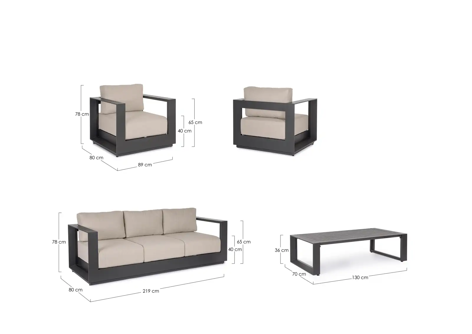 Outdoor 4er-Set Sitzgruppe Moses anthrazit aus Aluminium - Image 7
