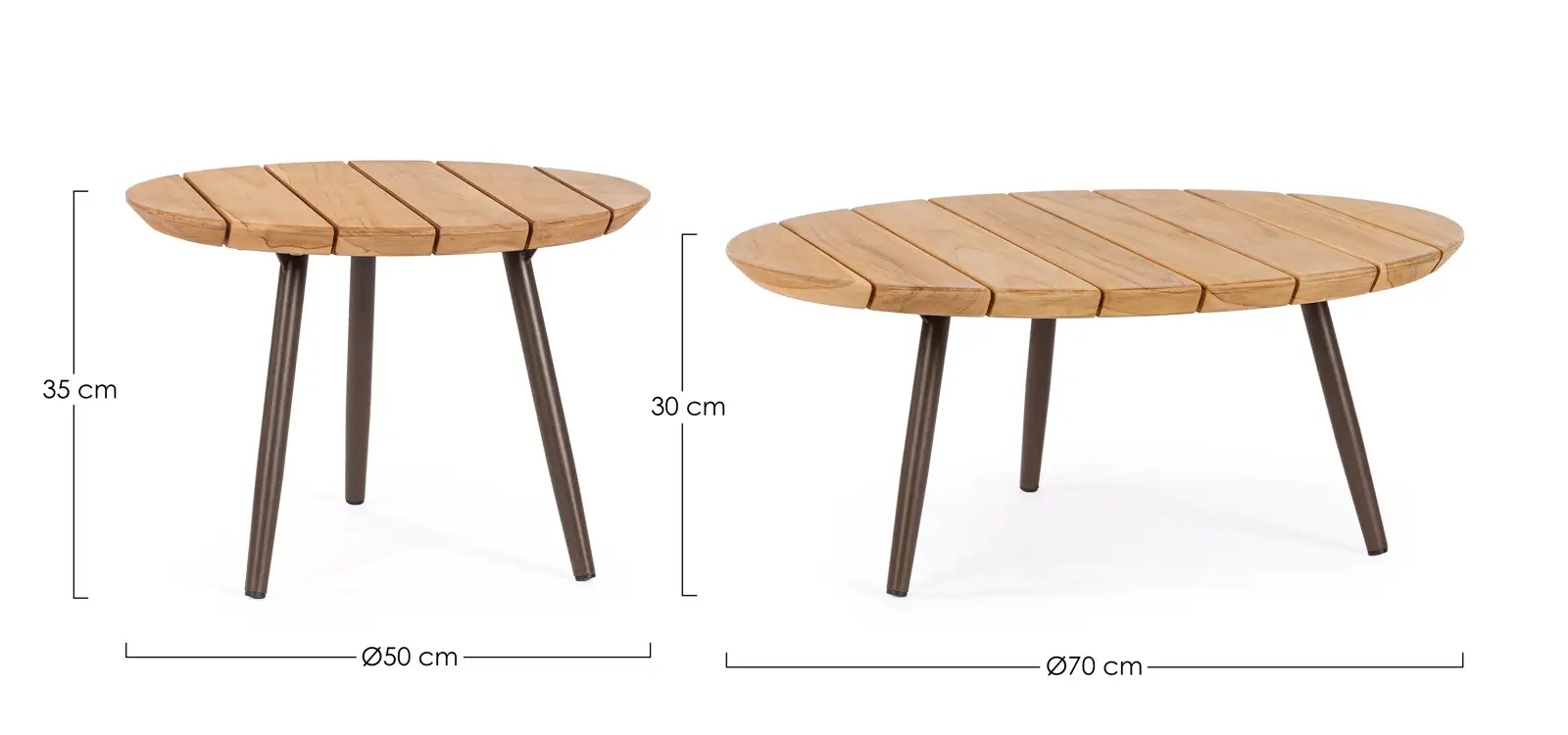 Outdoor Couchtisch 2er-Set Teakholz Talaia D50-D70 Java - Image 5