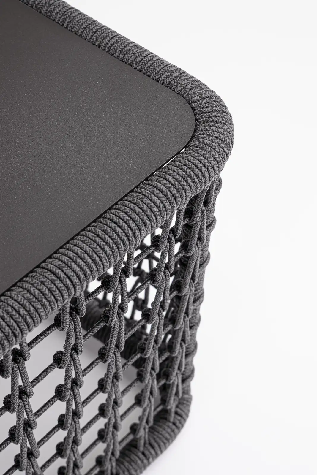 Outdoor Couchtisch Kollar Anthrazit aus Aluminium und Seil 60x60 cm - Image 2