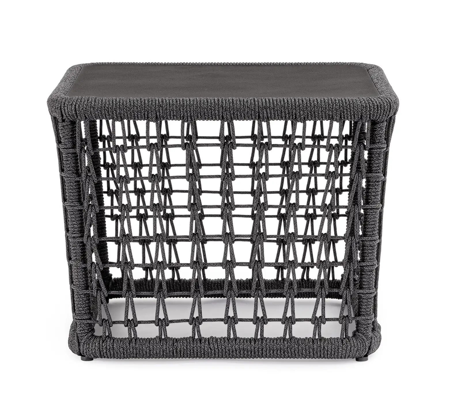 Outdoor Couchtisch Kollar Anthrazit aus Aluminium und Seil 60x60 cm - Image 3