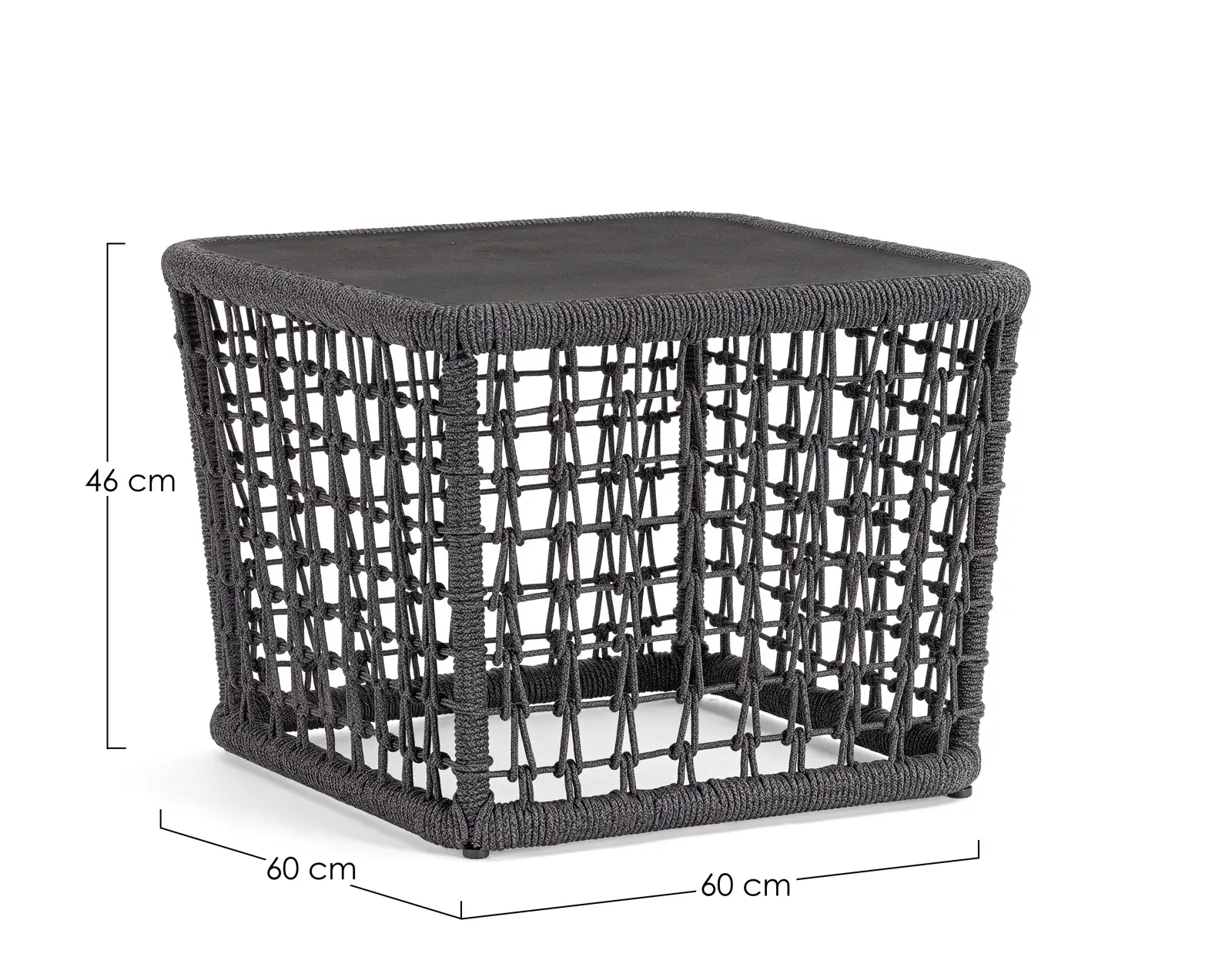 Outdoor Couchtisch Kollar Anthrazit aus Aluminium und Seil 60x60 cm - Image 4