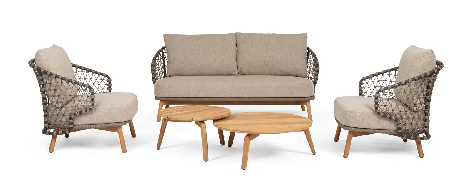 Outdoor Sessel Eularia mit Armlehnen aus Aluminium, Seil und Teakholz - Image 10