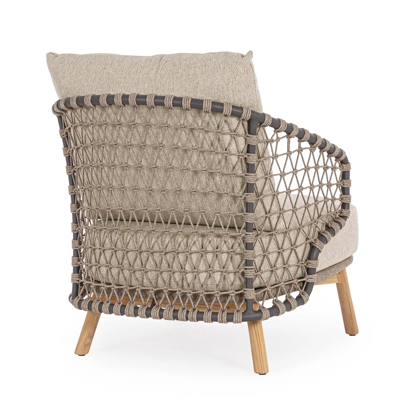 Outdoor Sessel Eularia mit Armlehnen aus Aluminium, Seil und Teakholz - Image 7