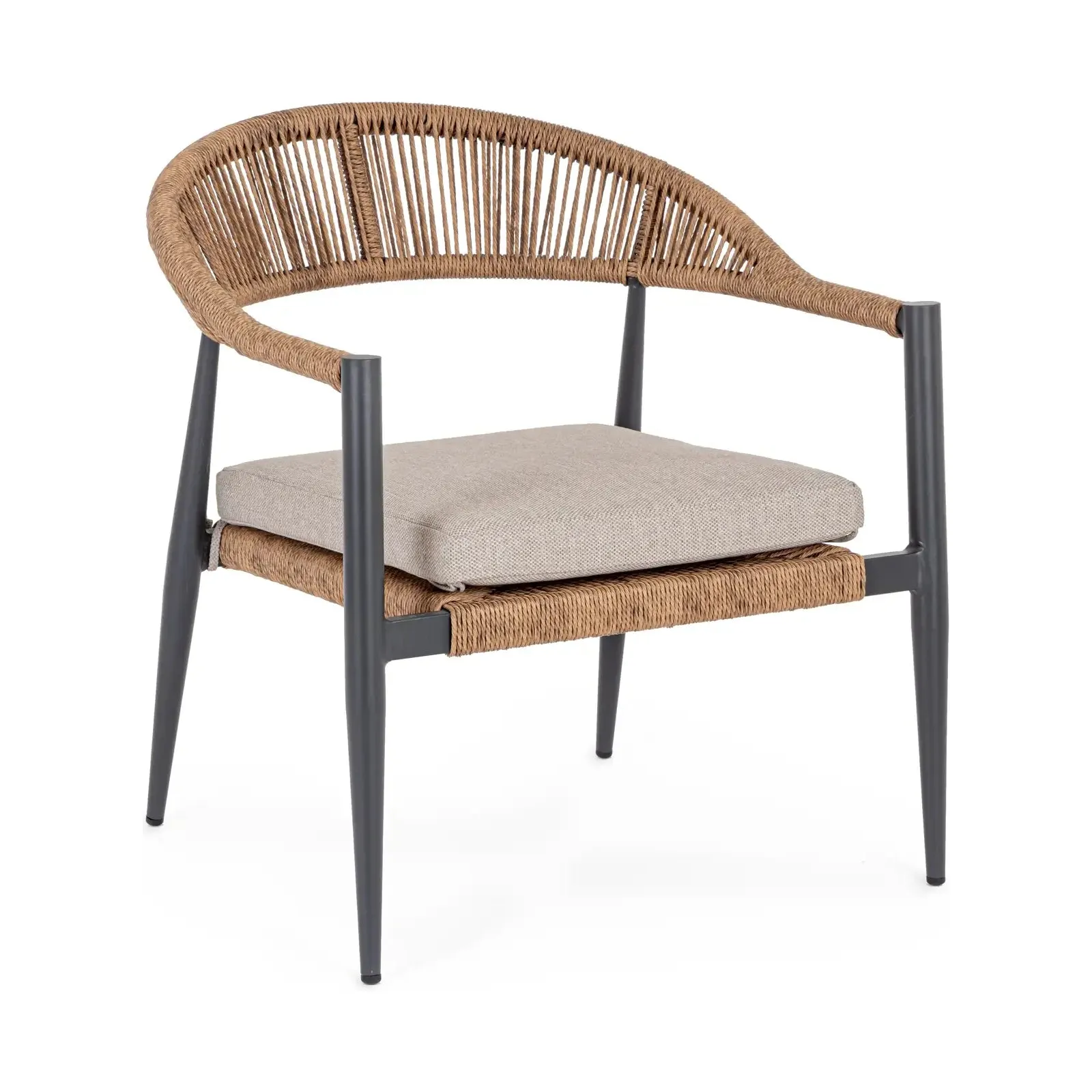 Outdoor Sessel mit Armlehnen Jandia Anthrazit/Natur