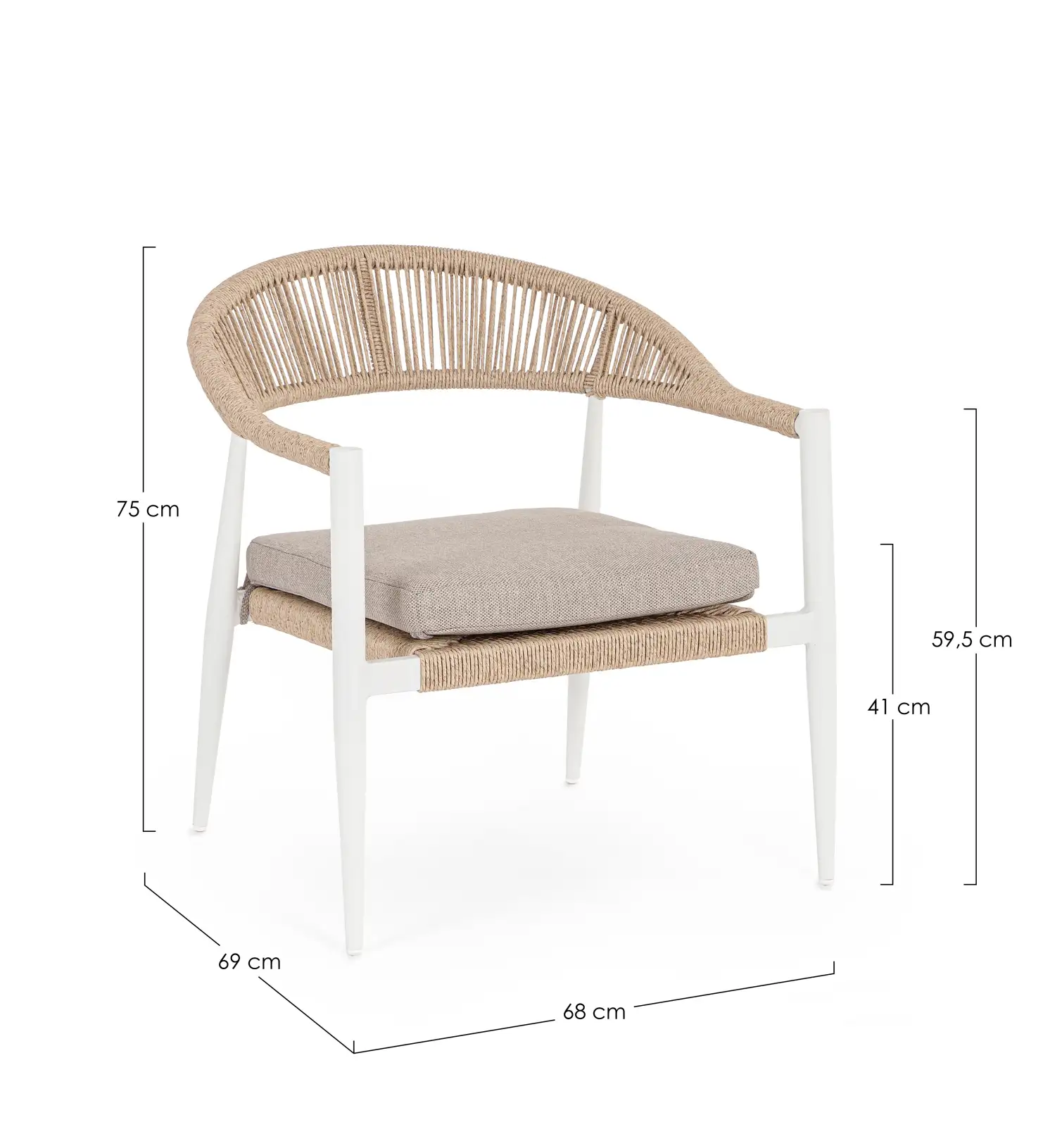 Outdoor Sessel mit Armlehnen Jandia Weiß/Beige SA27 - Image 9