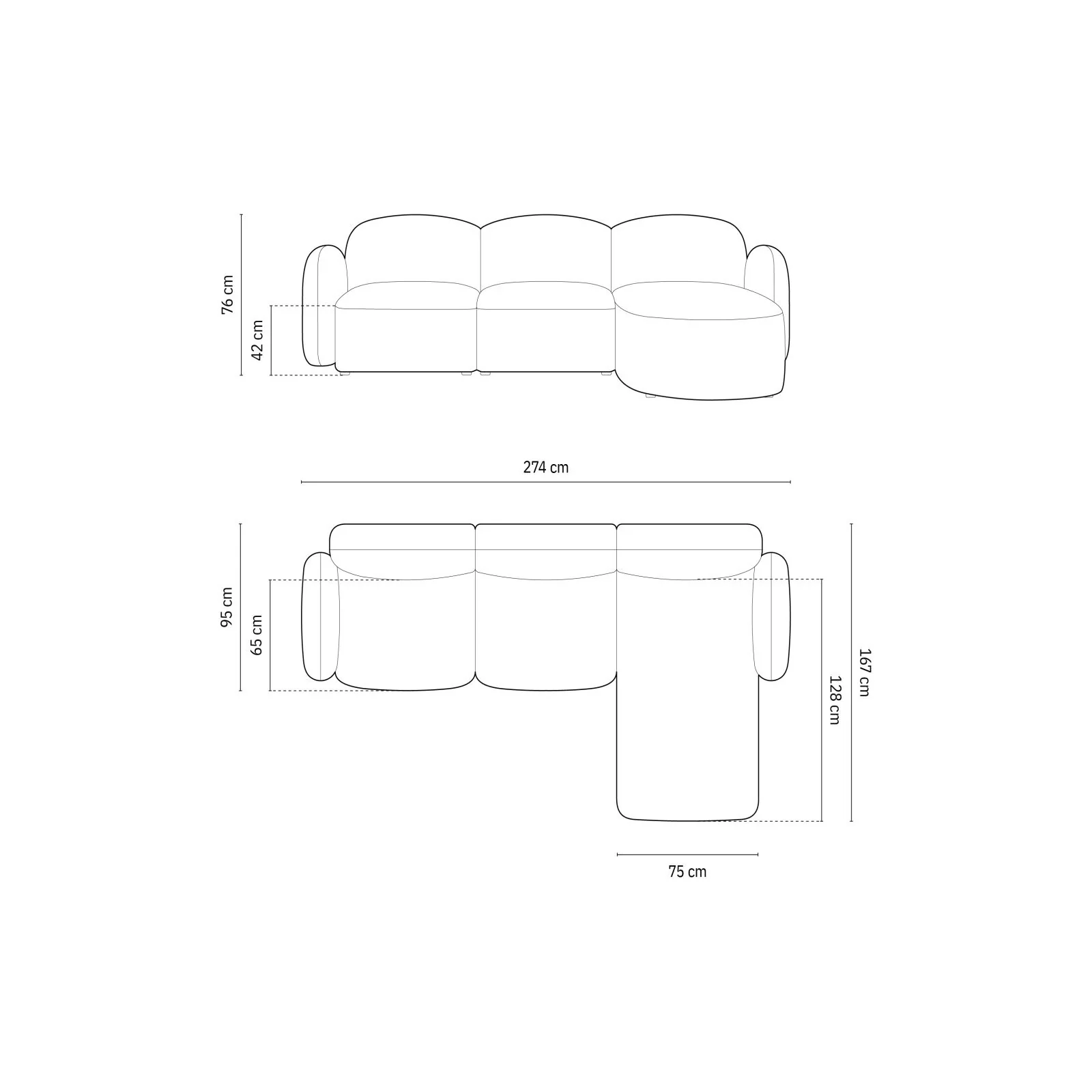 Blair 4-Sitzer Ecksofa Rechts, mit Bezug aus Samt oder Chenille, 274x167 cm - Image 30