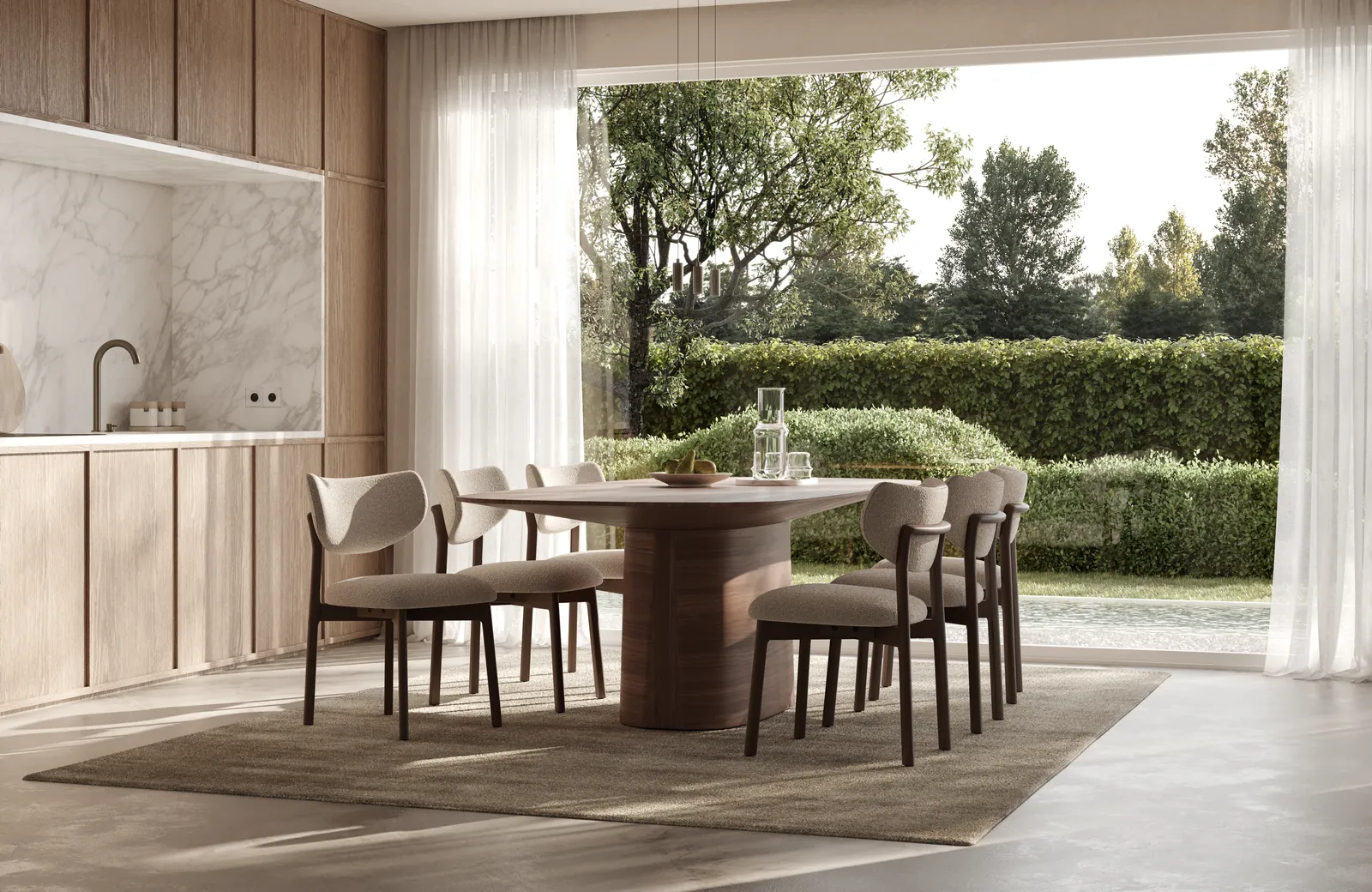 BLAKE Essstuhl stone, Beine aus Holz Dunkelbraun - Image 2