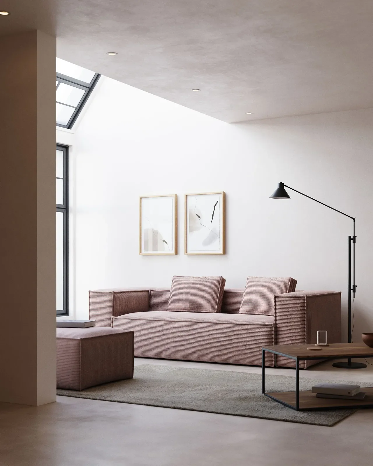 Blok 3-Sitzer-Sofa breiter Cord grau 240 cm - Image 2