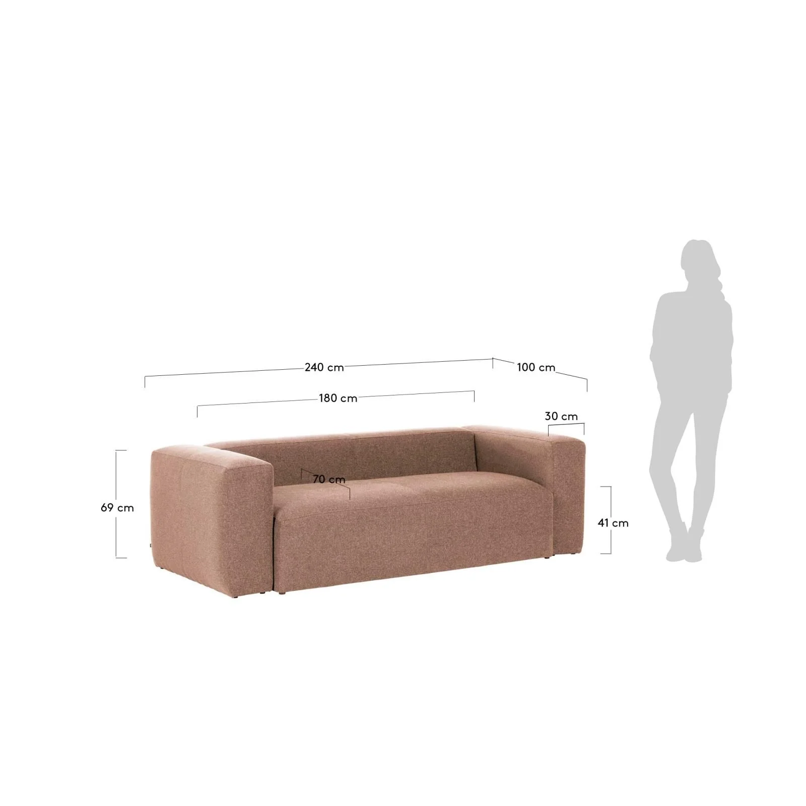 Blok 3-Sitzer Sofa rosa 240 cm - Image 4
