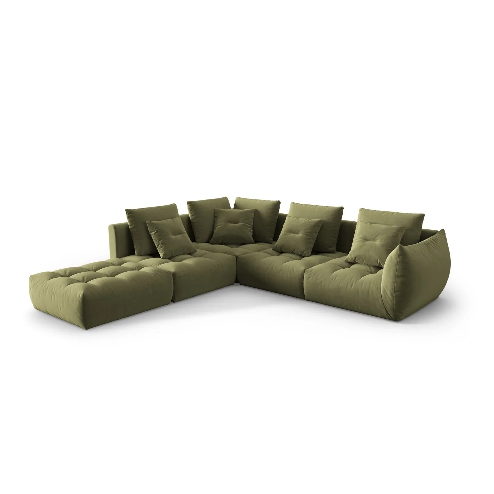 Bloom modulares 4-Sitzer Ecksofa Links, mit Bezug aus Samt oder Strukturstoff, 316x310 cm - Image 22