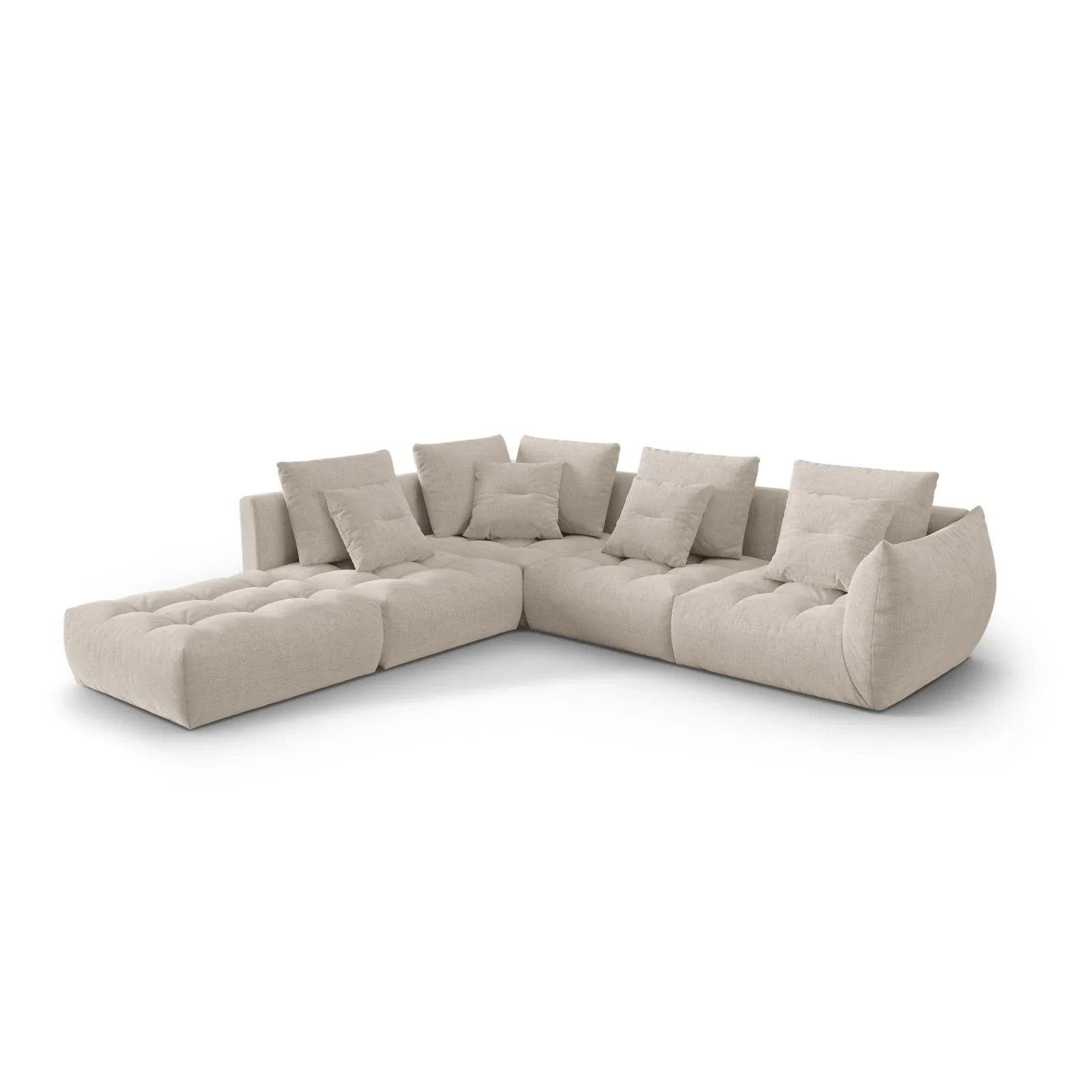 Bloom modulares 4-Sitzer Ecksofa Links, mit Bezug aus Samt oder Strukturstoff, 316x310 cm - Image 47