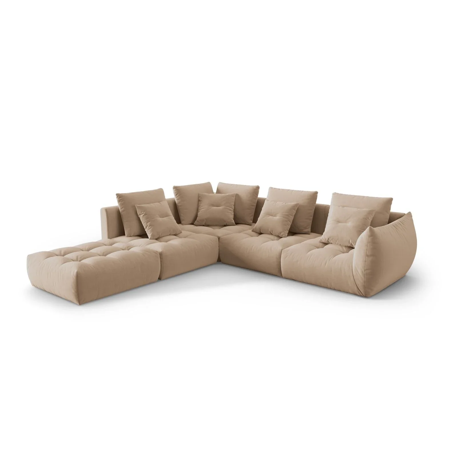 Bloom modulares 4-Sitzer Ecksofa Links, mit Bezug aus Samt oder Strukturstoff, 316x310 cm - Image 7