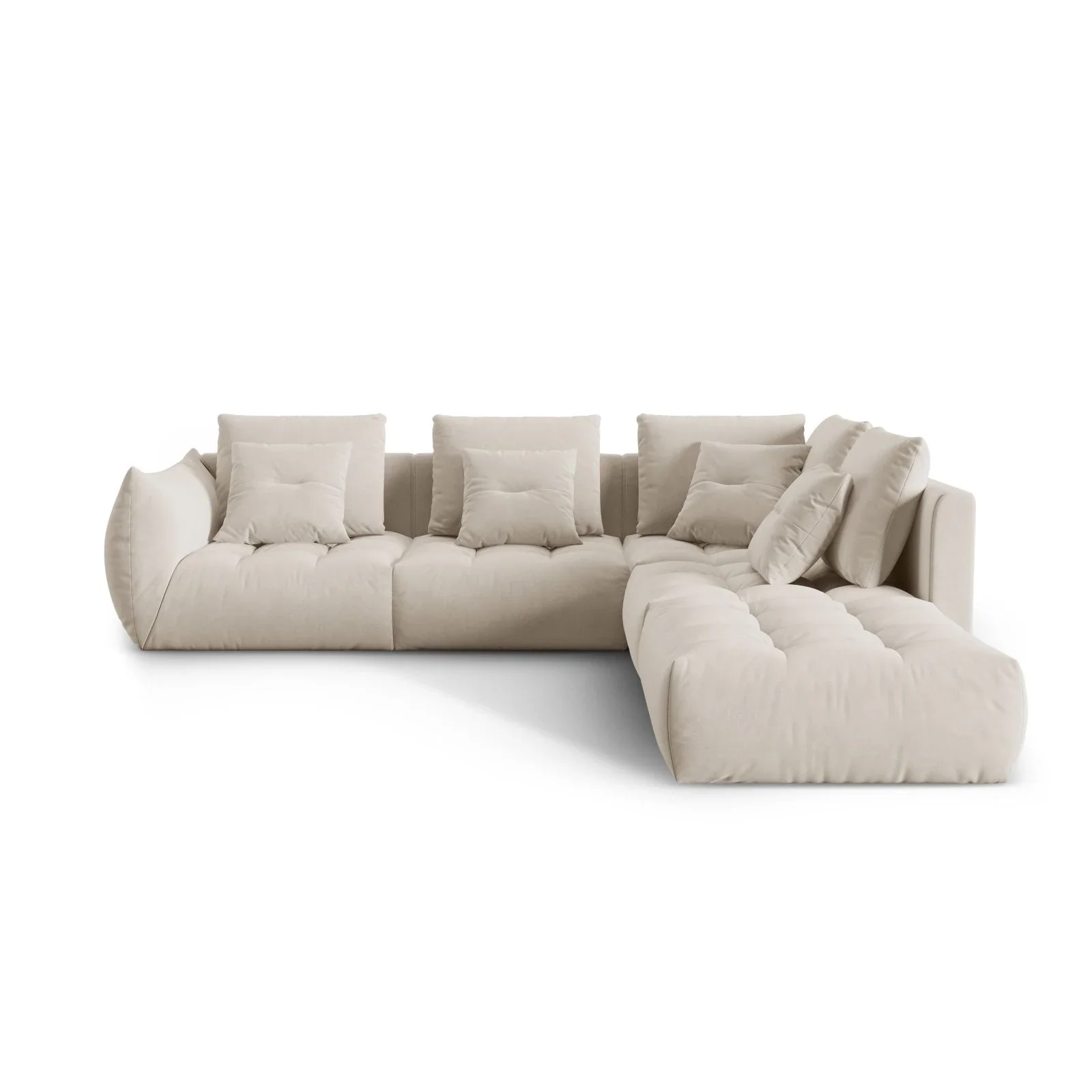 Bloom modulares 4-Sitzer Ecksofa Rechts, mit Bezug aus Samt oder Strukturstoff, 316x310 cm