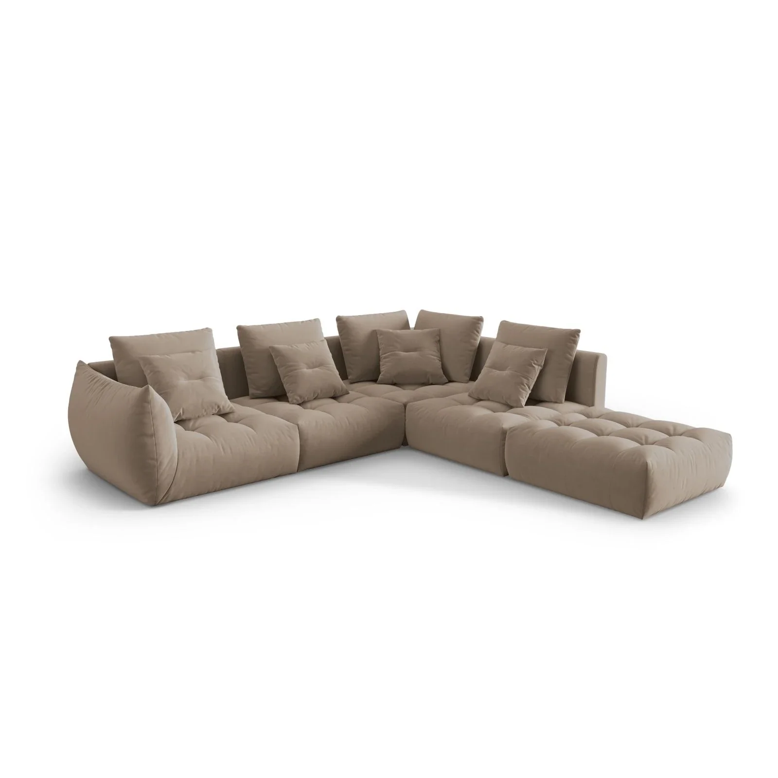 Bloom modulares 4-Sitzer Ecksofa Rechts, mit Bezug aus Samt oder Strukturstoff, 316x310 cm - Image 12
