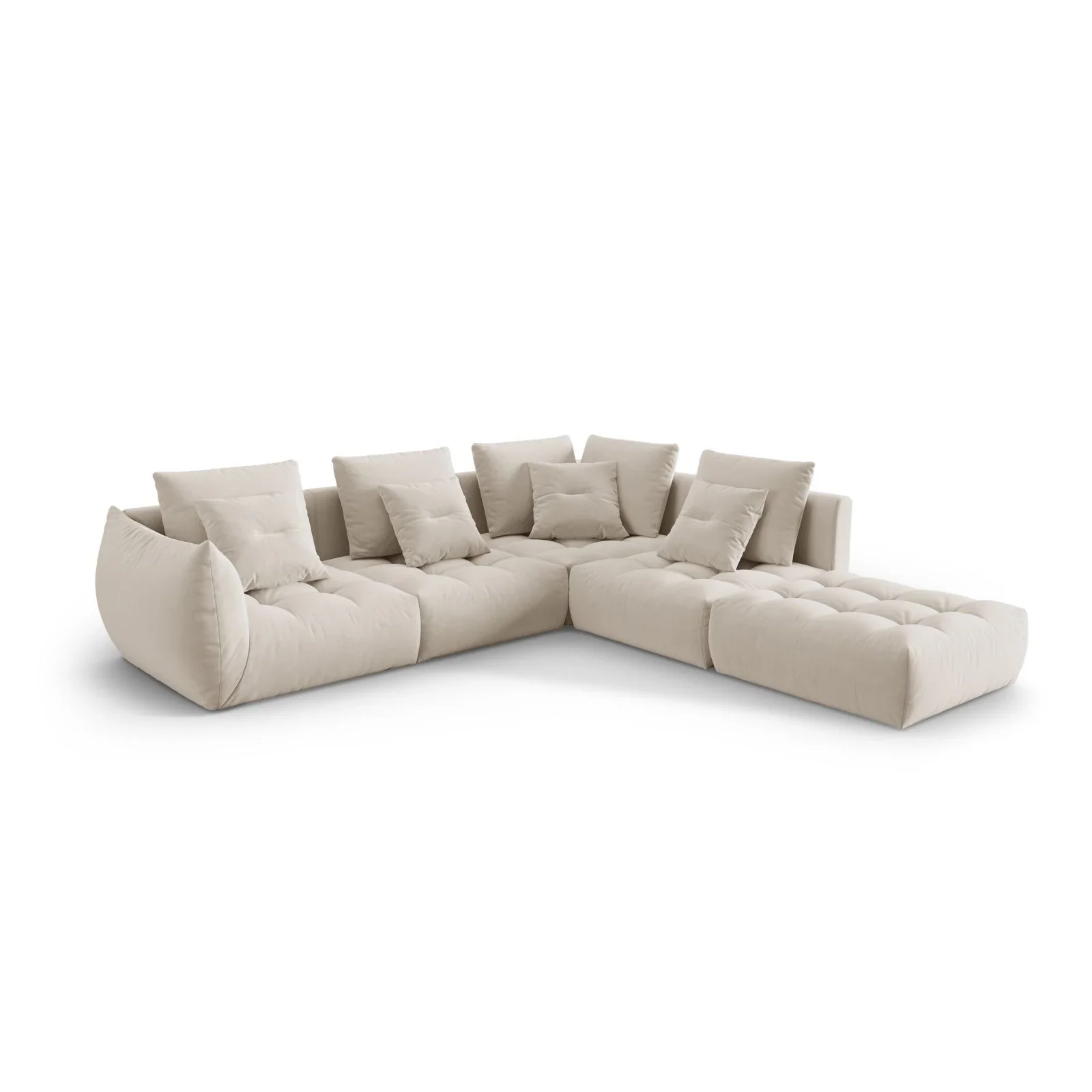 Bloom modulares 4-Sitzer Ecksofa Rechts, mit Bezug aus Samt oder Strukturstoff, 316x310 cm - Image 2