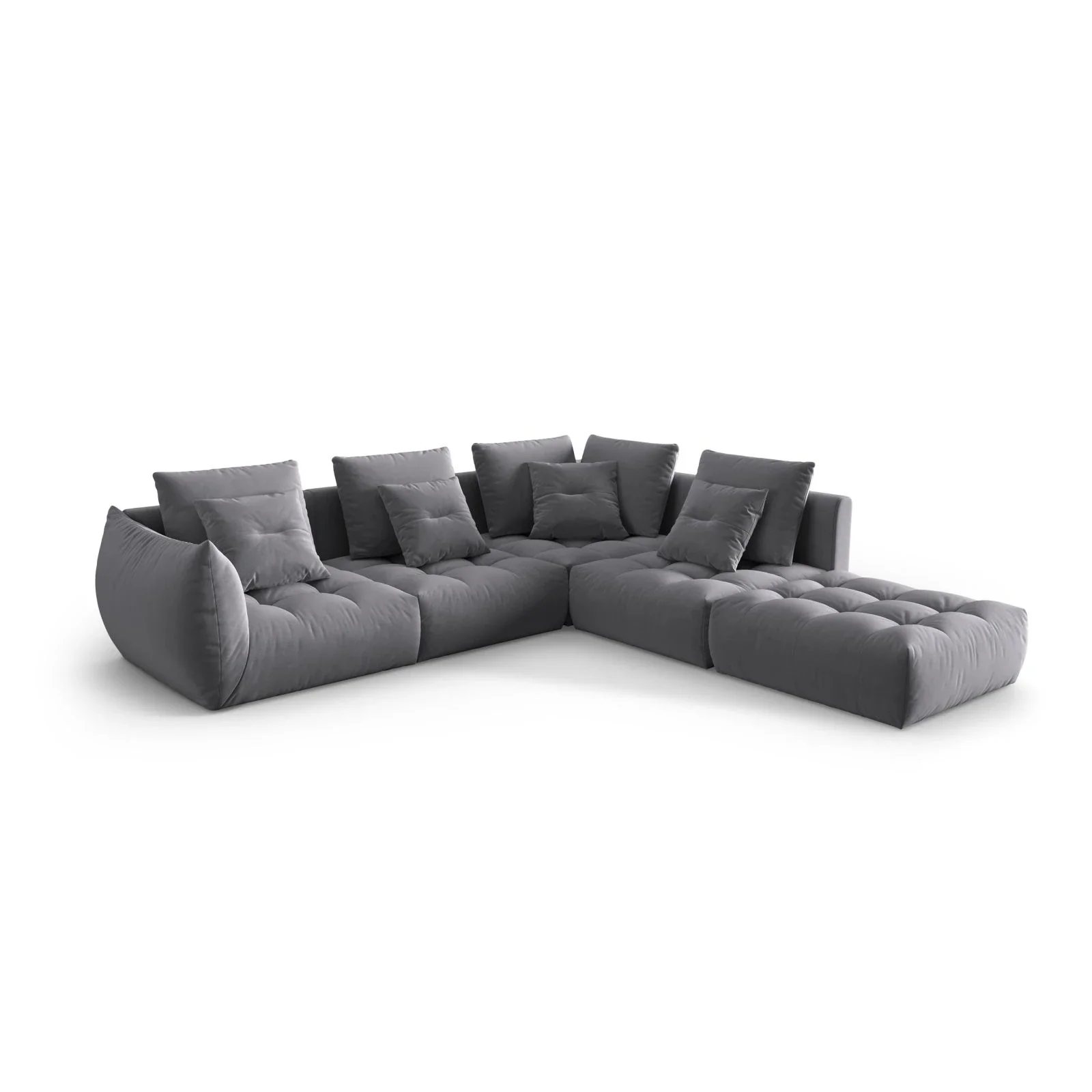 Bloom modulares 4-Sitzer Ecksofa Rechts, mit Bezug aus Samt oder Strukturstoff, 316x310 cm - Image 37