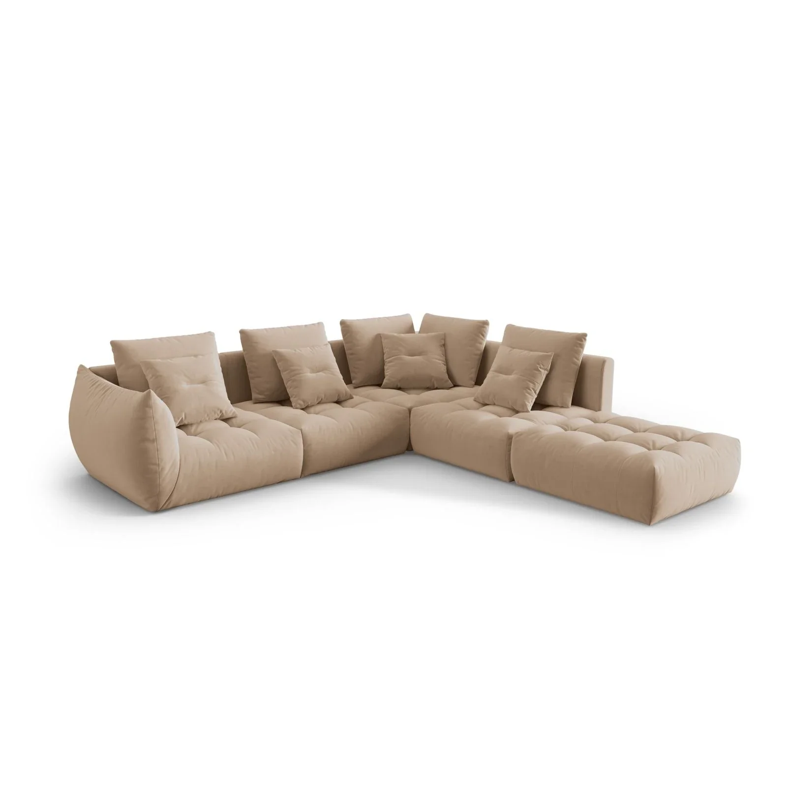 Bloom modulares 4-Sitzer Ecksofa Rechts, mit Bezug aus Samt oder Strukturstoff, 316x310 cm - Image 7